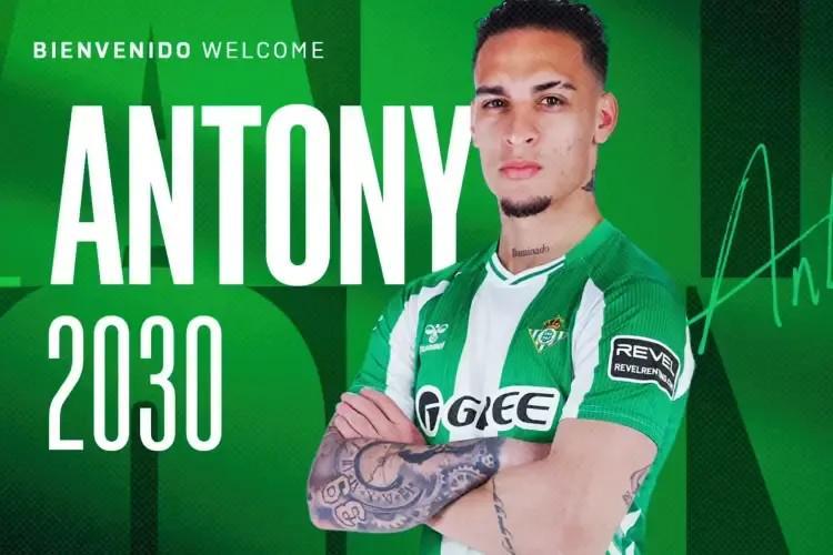 官方：曼联边锋安东尼加盟贝蒂斯；据悉转会费总价2500万欧